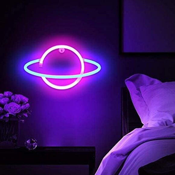 Planet Neon Sign USB Powered Planet Light Led Aesthetic Hanging for Bedroom - Picture 8 of 9